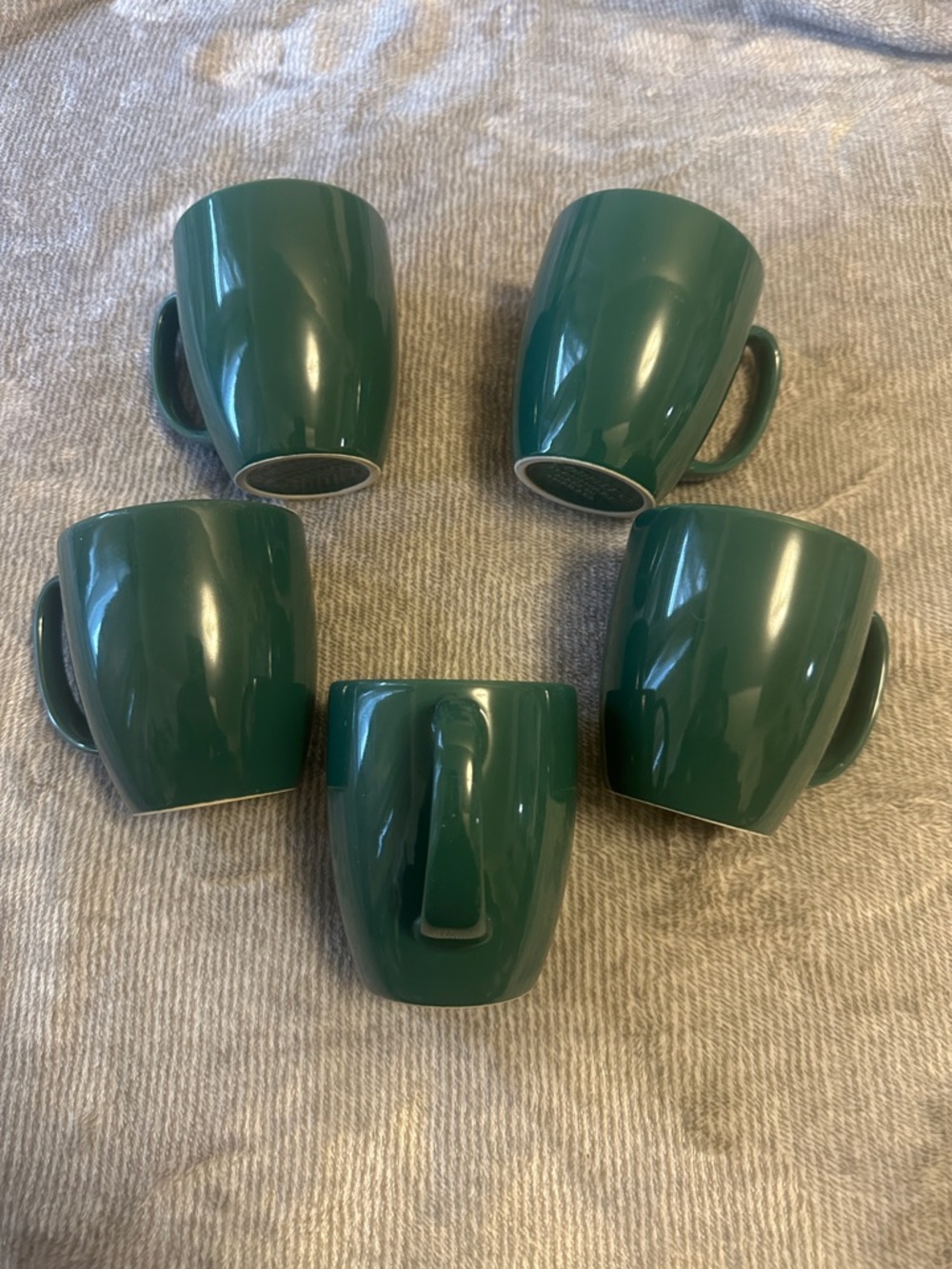 Corelle Stoneware Dark Green Ceramic Mugs - Set of 5